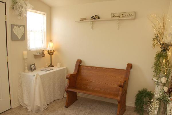Seating in the Wedding Chapel at Pennington Place in Walsenburg